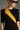 Black Crepe Bodycon Dress with Golden Tailored Collar