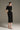Black Crepe Bodycon Dress with Silk-Crystal Waist Panel