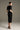 Black Crepe Bodycon Dress with Silk-Crystal Waist Panel