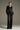 Black Metallic Pinstriped Straight-Leg Trousers with Defined Pleats