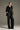 Black Metallic Pinstriped Straight-Leg Trousers with Defined Pleats