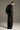 Black Metallic Pinstriped Straight-Leg Trousers with Defined Pleats