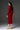 Red Crepe Trapeze Neck Long Sleeves Midi Dress