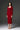 Red Crepe Trapeze Neck Long Sleeves Midi Dress