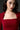 Red Crepe Trapeze Neck Long Sleeves Midi Dress