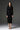Black Crepe Long-Sleeve Bodycon Dress with With Red Stones
