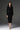 Black Crepe Long-Sleeve Bodycon Dress with With Red Stones