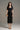 Black Metalic Stripeed Midi Bodycon Dress with Square Neck and Short Sleeves